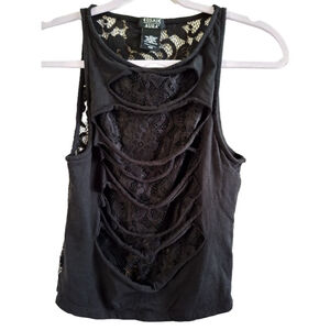 Cosmic Aura Black Lace Cutout Tank Top M gothic punk rock